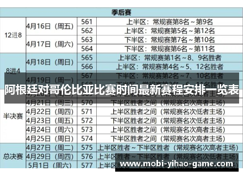 阿根廷对哥伦比亚比赛时间最新赛程安排一览表